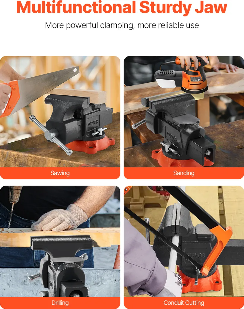 Étau stable anti-vibration avec mors 127 mm pour serrage haute sécurité - 6