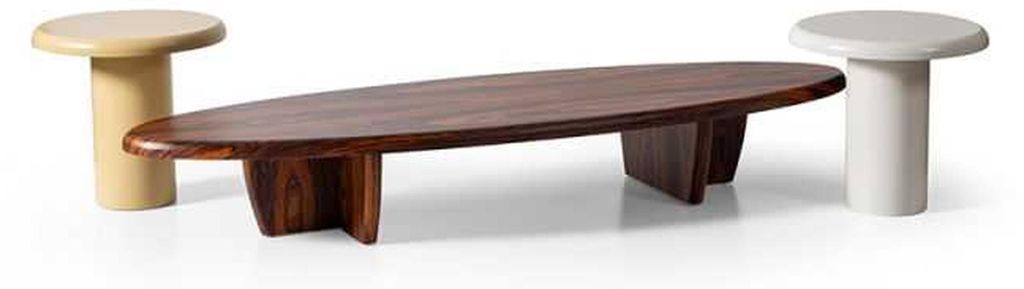 Set aus 3 Tischen mit eleganter Holzoptik und minimalistischem Design