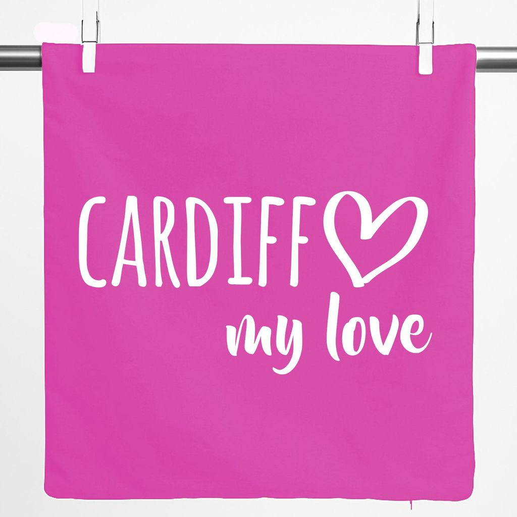 Huuraa Kissenbezug Cardiff my love 40x40cm Fuchsia Baumwolle Dekokissenbezug Geschenkidee