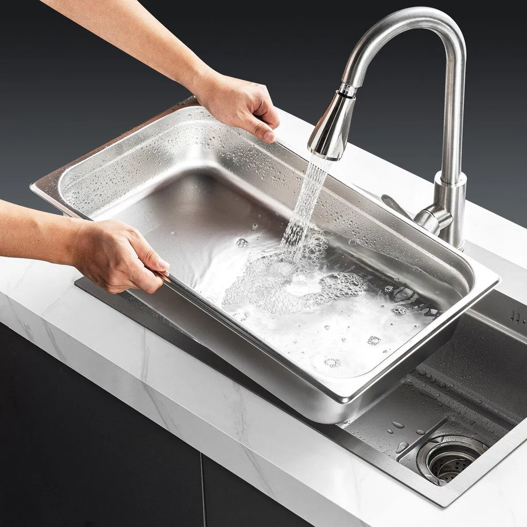 Tavolo Hotel Acciaio Inox Professionale | Piano Profondo 4 Pollici - 8