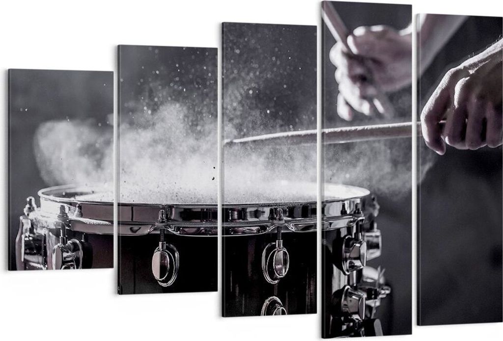 Bild auf Leinwand - Leinwandbild - 5 Teile - Trommel Staub Trommel - 150x100cm - Wand Bild - Wanddeko - Wandbilder - Leinwanddruck - Bilder - Wandd...