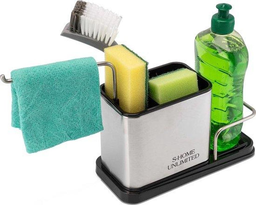 Stahl-Spülbecken-Organiser, mit Sockel, Spülbeckenhalter, Küchenorganiser, 22 x 10 x 13 cm