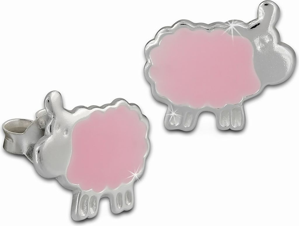 Teenie-Weenie Ohrstecker für Kinder Silber rosa Schäfchen Produktbild 