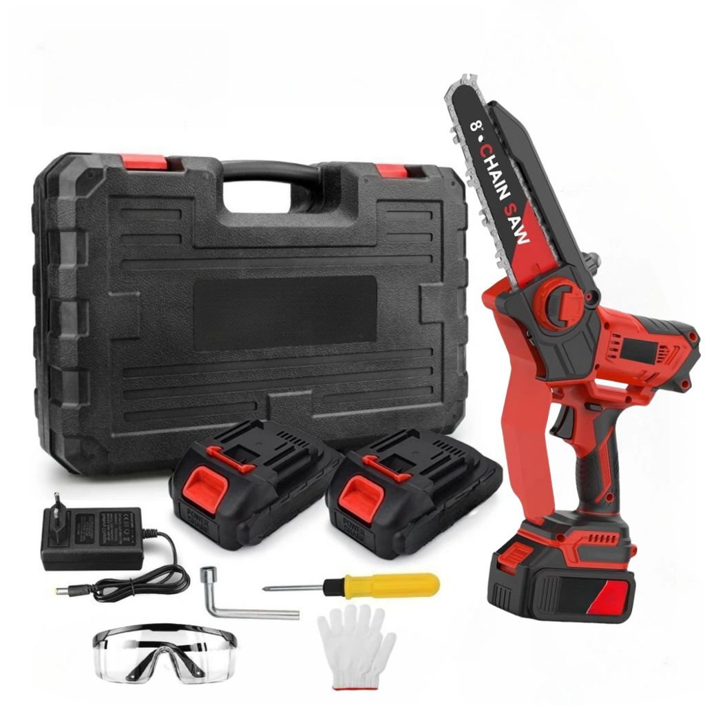 8 Zoll Mini-Kettensäge, kabellos, Kleine elektrische Kettensäge, batteriebetrieben, Mini-Handsäge mit 2 Batterien, Handsägen für Äste, Holzsc...