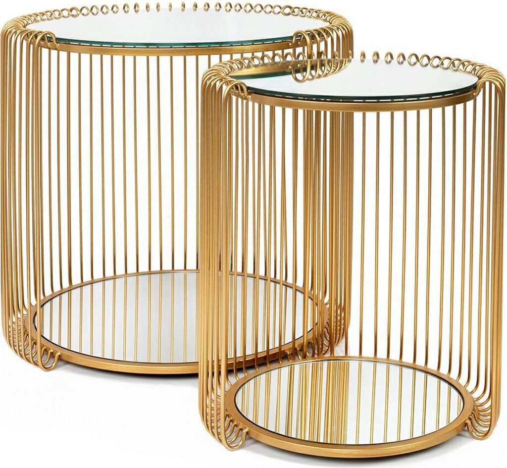 KARE Couchtisch-Set WIRE DOUBLE II Messing