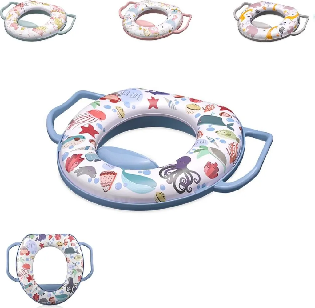 Lorelli sedile per wc con maniglia in plastica morbida imbottita paraspruzzi blu scuro