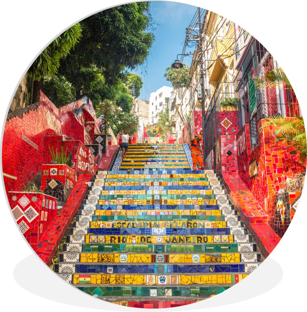 MuchoWow Rundes Wandbild - Runde Bilder Brasilien - Rio De Janeiro - Treppe Ø 60 cm Kreis Wanddekoration Kunststoff - Wandkreis - Wandschmuck - ...