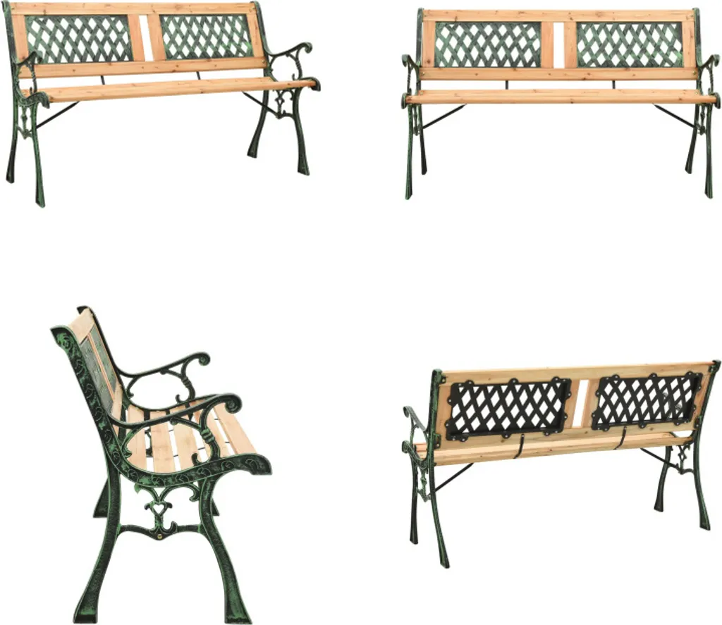 Panca Patio vidaXL Ghisa e Legno Massiccio Abete - 122cm Robustezza