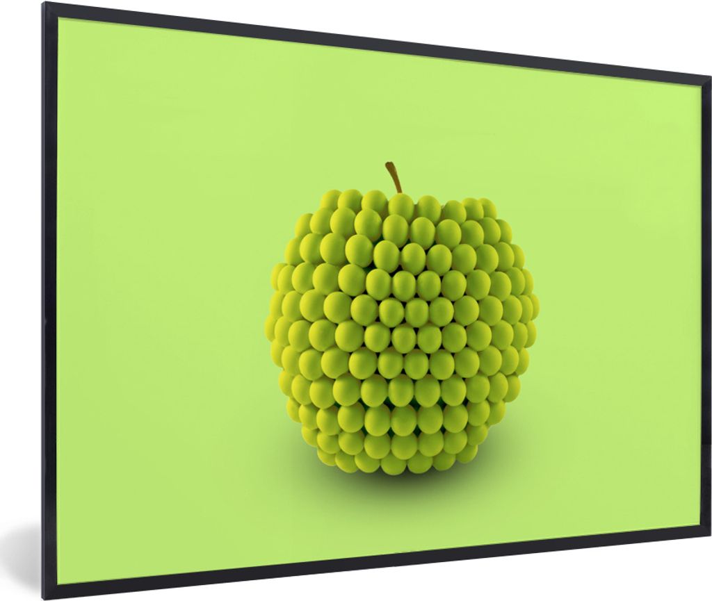 MuchoWow MuchoWow Gerahmtes Poster Künstlicher Apfel 60x40 cm - Poster mit zchwarzem Bilderrahmen - Printing - Wanddeko Schlafzimmer