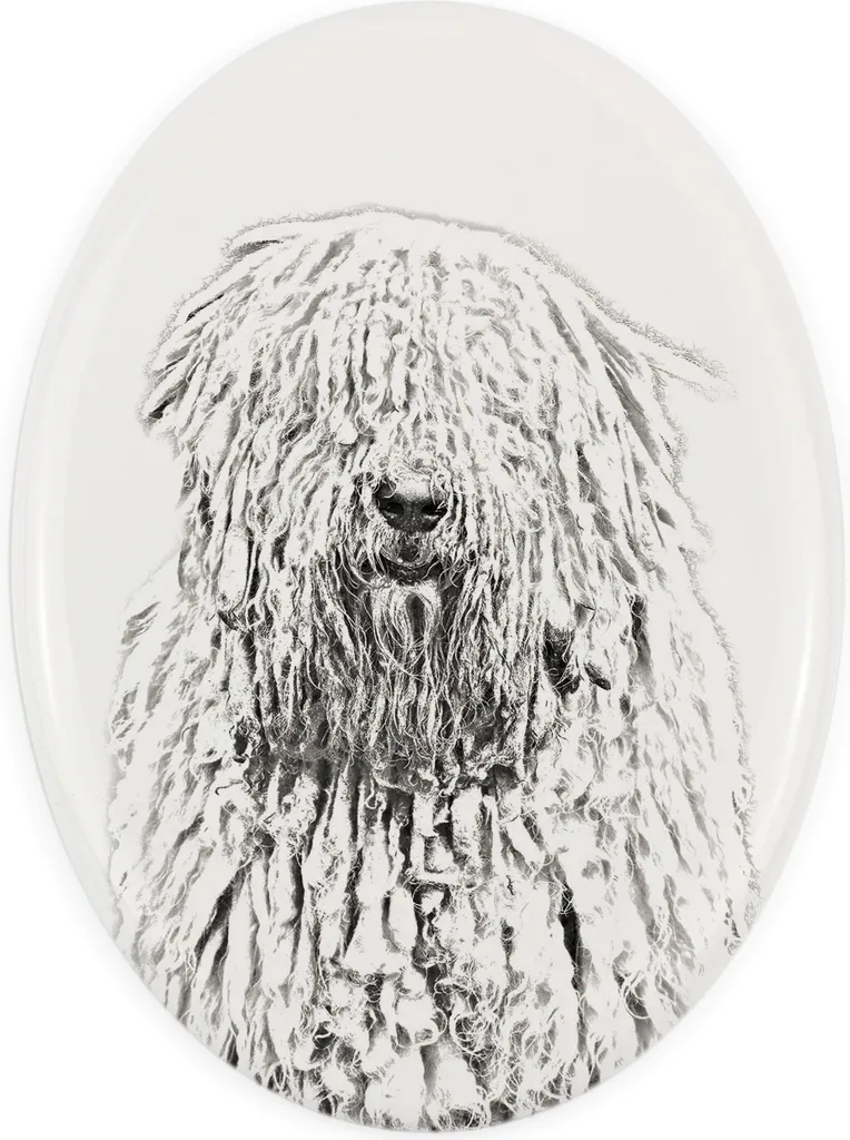 Targa Ovale Komondor Art-Dog - Stampa Ceramica per Lapidi e Urne