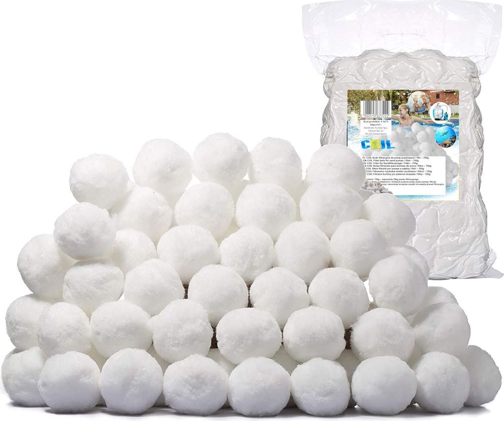 COIL Filterbälls Für Sandfilteranlagen, Filter Für Pool Ersetzen, Ersatz Für 25/50Kg Filtersand Und Quarzsand, 700 g, Weiß