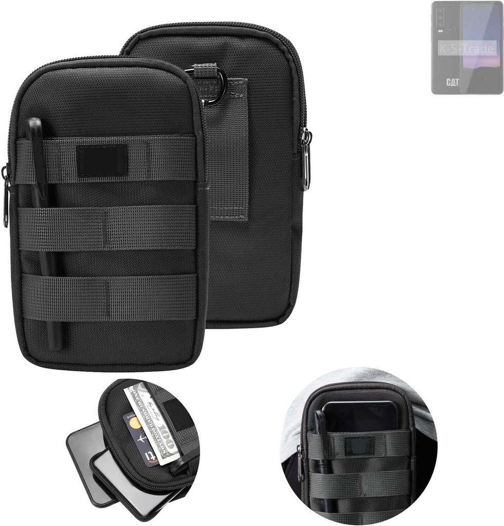 K-S-Trade Holster Gürtel Tasche kompatibel mit Caterpillar Cat S75 Handy Tasche Schutz Hülle dunkel-grau viele Fächer, 1x