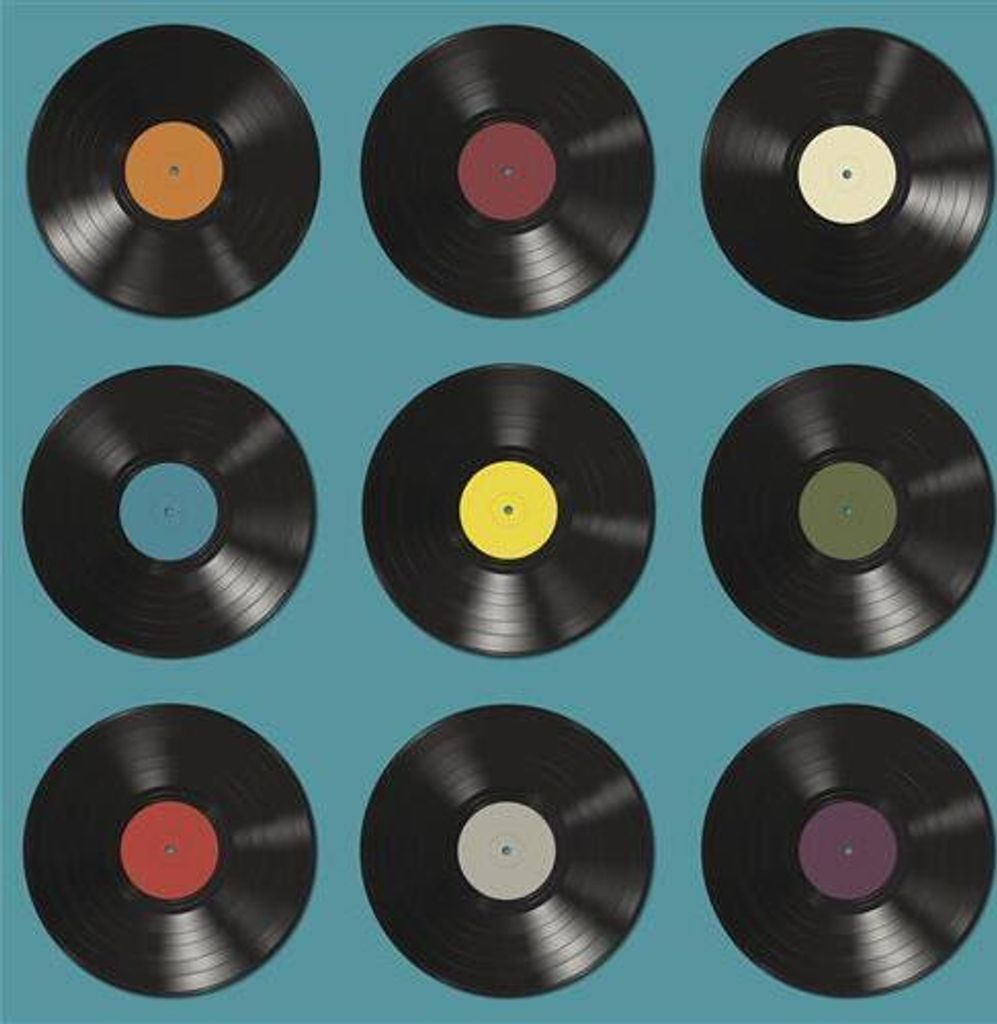 20 Servietten Vinyl Schallplatten 33x33cm Produktbild 