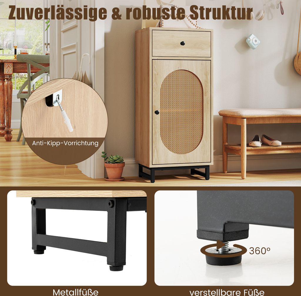Szafka do przechowywania COSTWAY z rattanu PE, szafka Zdjęcie produktu 5