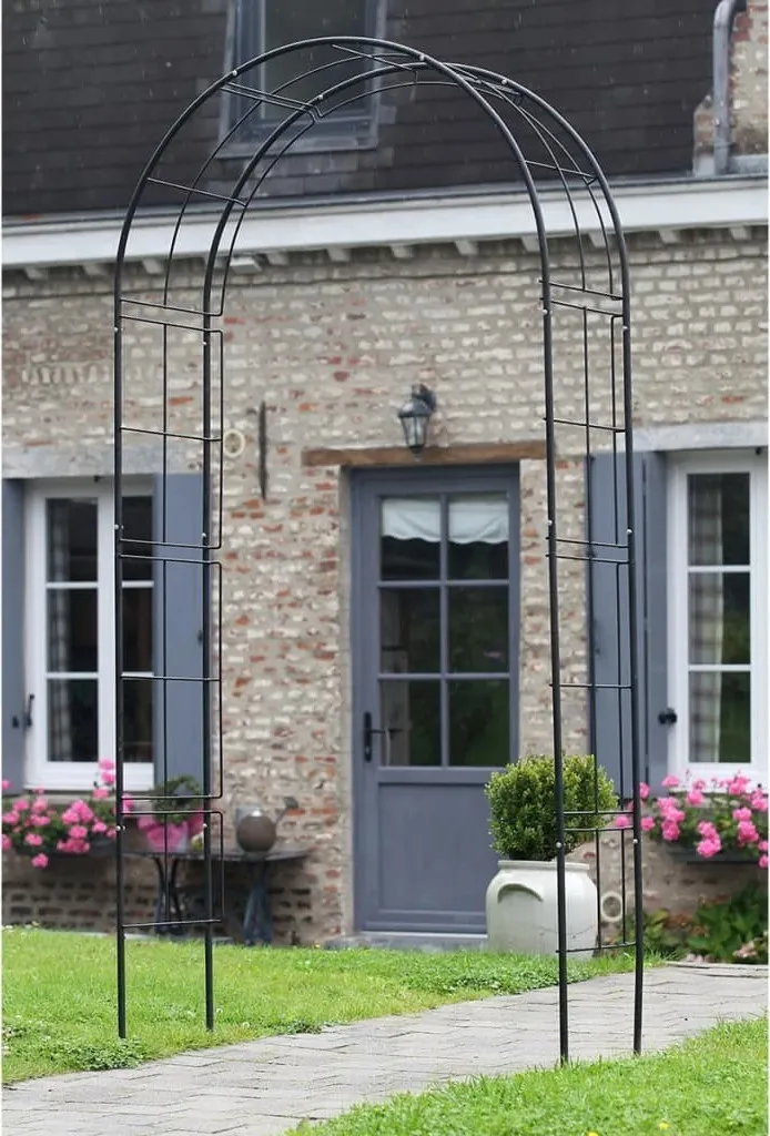 Arche de jardin métal noir 229x113 cm résistante et design minimaliste