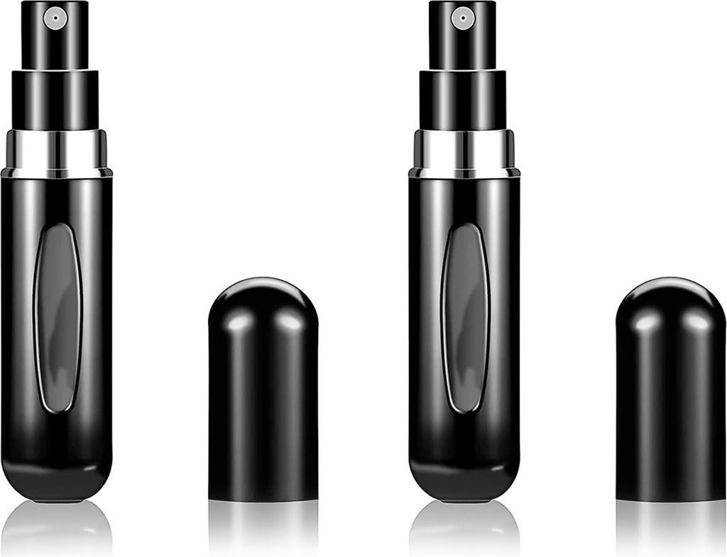 Nachfüllbarer Parfümzerstäuber 5 ml mit Sichtfenster – tragbarer Mini-Parfümzerstäuber für unterwegs, Reisen, Handtasche, Flugreisen (schwarz)