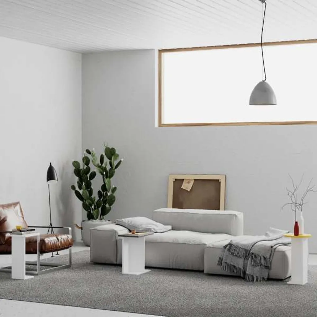DECORTIE Mund Tavolino moderno bianco grigio antracite senape multiuso con creatività 50 x 27 x 46 cm