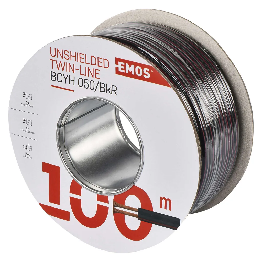 Cavo EMOS Nero 2x0,5 mm 11102 - Matassa Flessibile per LED e Audio