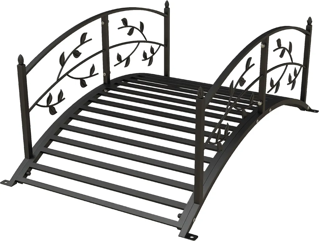 Passerelle de Bassin Décorative en Métal Noir 119L x 67l cm pour Jardin