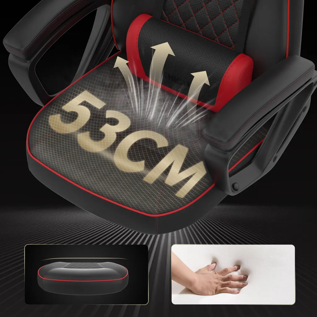Sedia da Gioco SENSE7 Knight | Ergonomia FlowTech™ Nero-Rosso | 120kg - 9