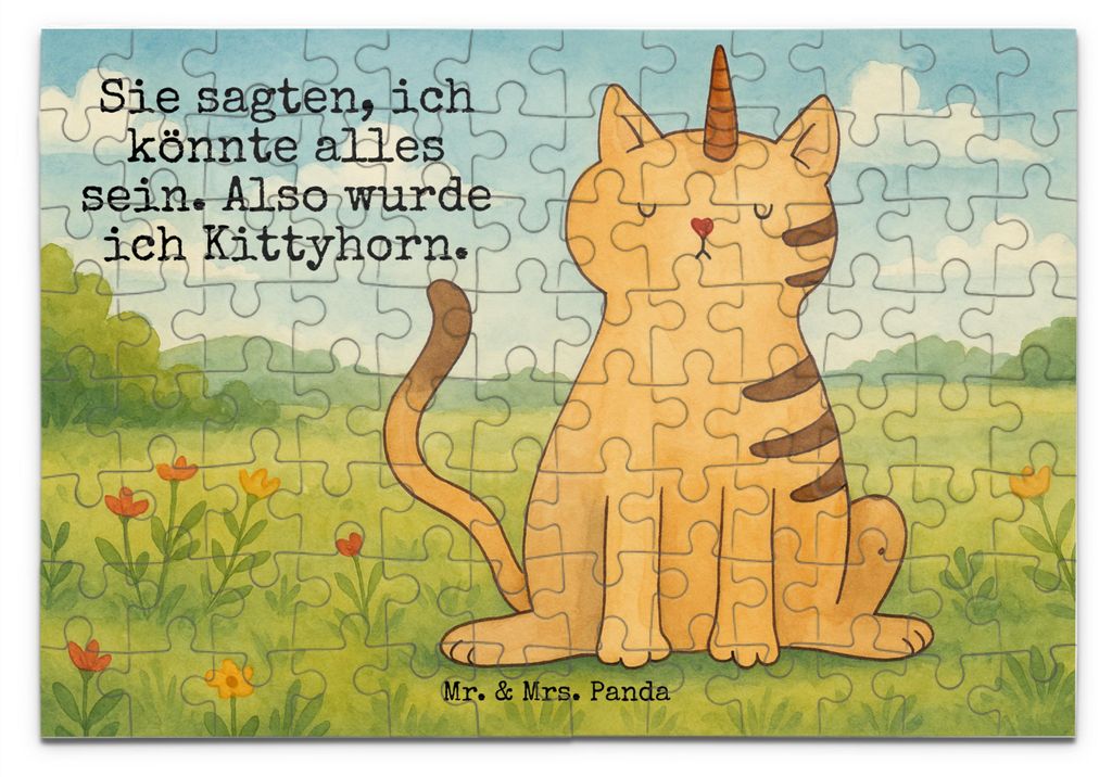 Mr. & Mrs. Panda Puzzle Einhorn Katze Design 96 Teile - Weiß - Geschenk, 2000, Puzzlespiel, Mieze, Unicorn, 1500, Regenbogen, 500, 1000, Glitzer