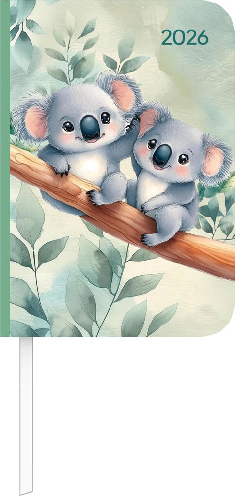 Lady Journal Mini Koala 2026 - Taschen-Kalender 8x11,5 cm - Muster - Weekly - 144 Seiten - Notiz-Buch - Alpha Edition