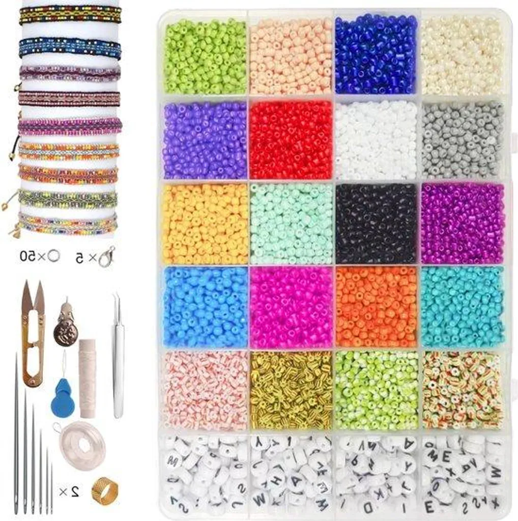 Assortiment de perles de rocailles en verre 3mm pour loisirs créatifs