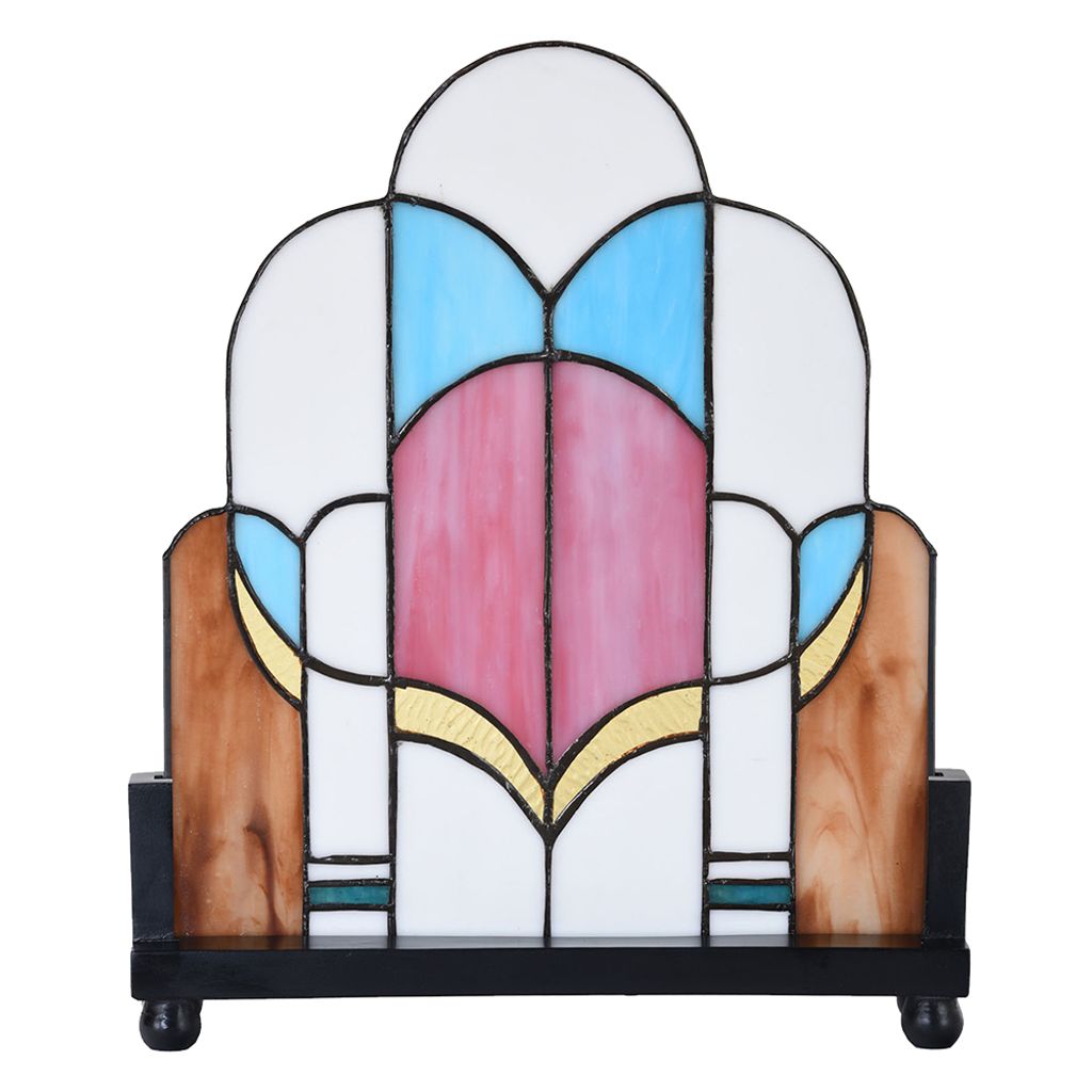 Clayre & Eef Tiffany Glasscheiben 30x3x25 cm Weiß Rosa Glas