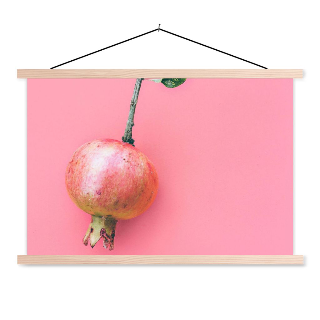 MuchoWow Textilposter Pflanzen - Sommer - Rosa 120x80 cm mit holzfarbenen Rahmen - Aufhängeset