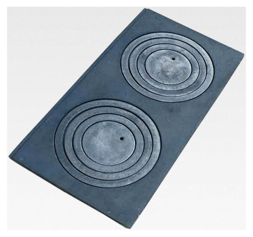Gussplatte für den Ofen mit 2 Löchern 60x30 cm Kohleplatte Kaminplatte Grauguss Gusseisen
