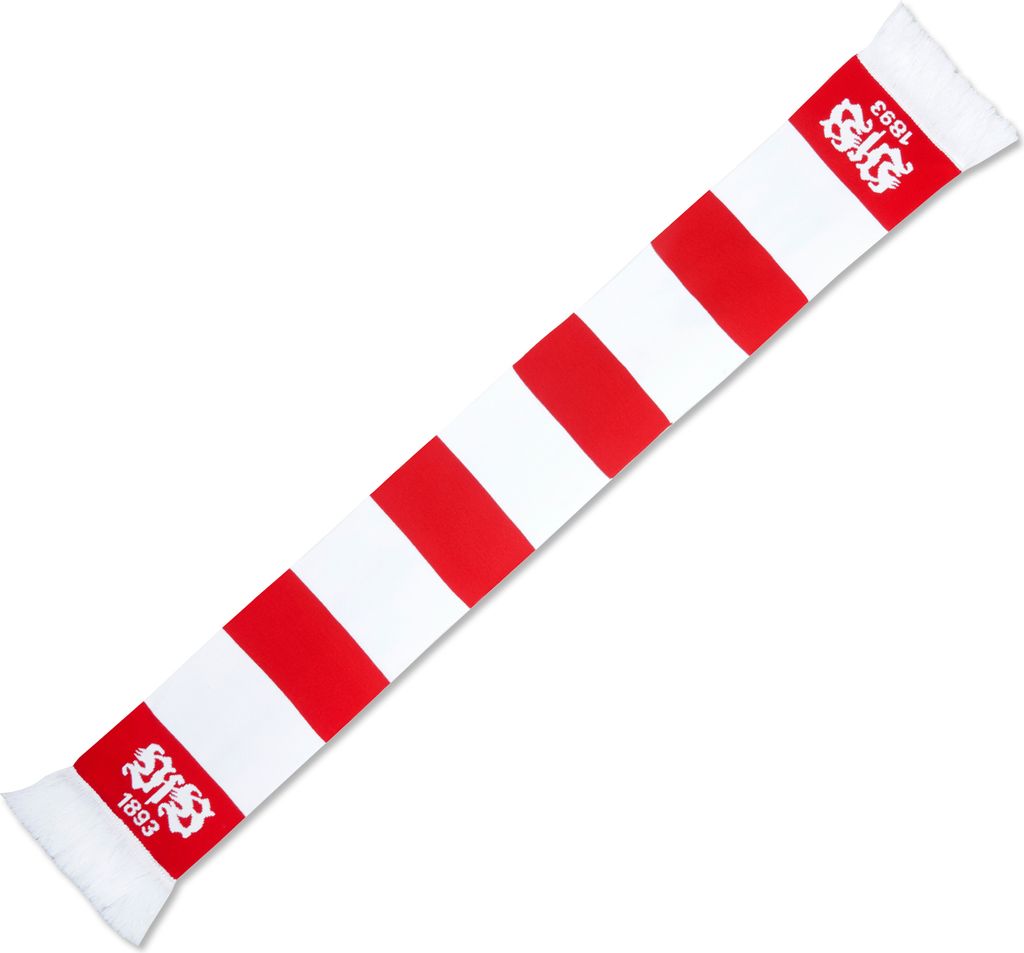 VfB Stuttgart Schal Blockstreifenschal Emblem weiß-rot Produktbild 