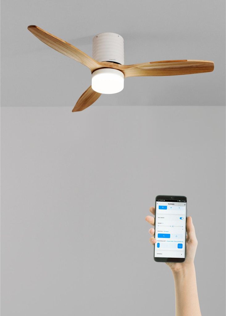 WIND CALM LINE - Leiser Deckenventilator 40W Ø132 cm 100% Holz