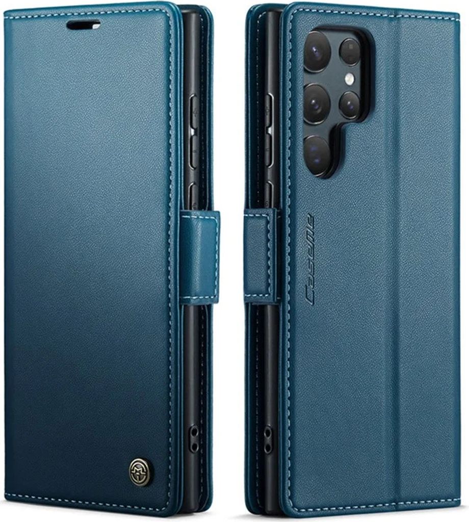 Hülle für Samsung Galaxy S25 Ultra - CASEME Litchi Texture Book Wallet Klapphülle - Blau