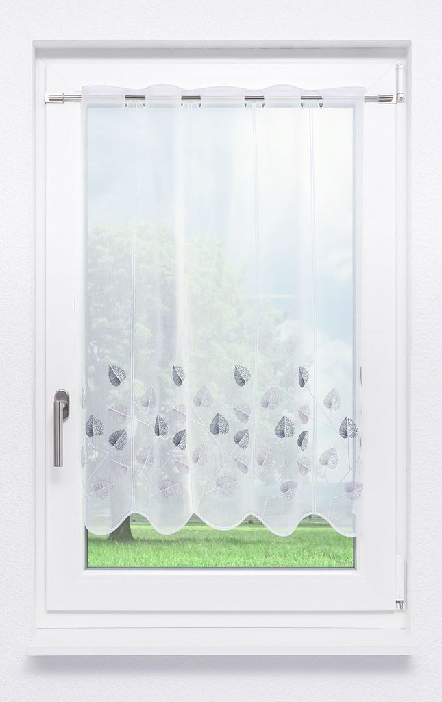 Scheibengardine Lysel - Designblätter (Bx H) 192cm * 90cm Grau/Grau