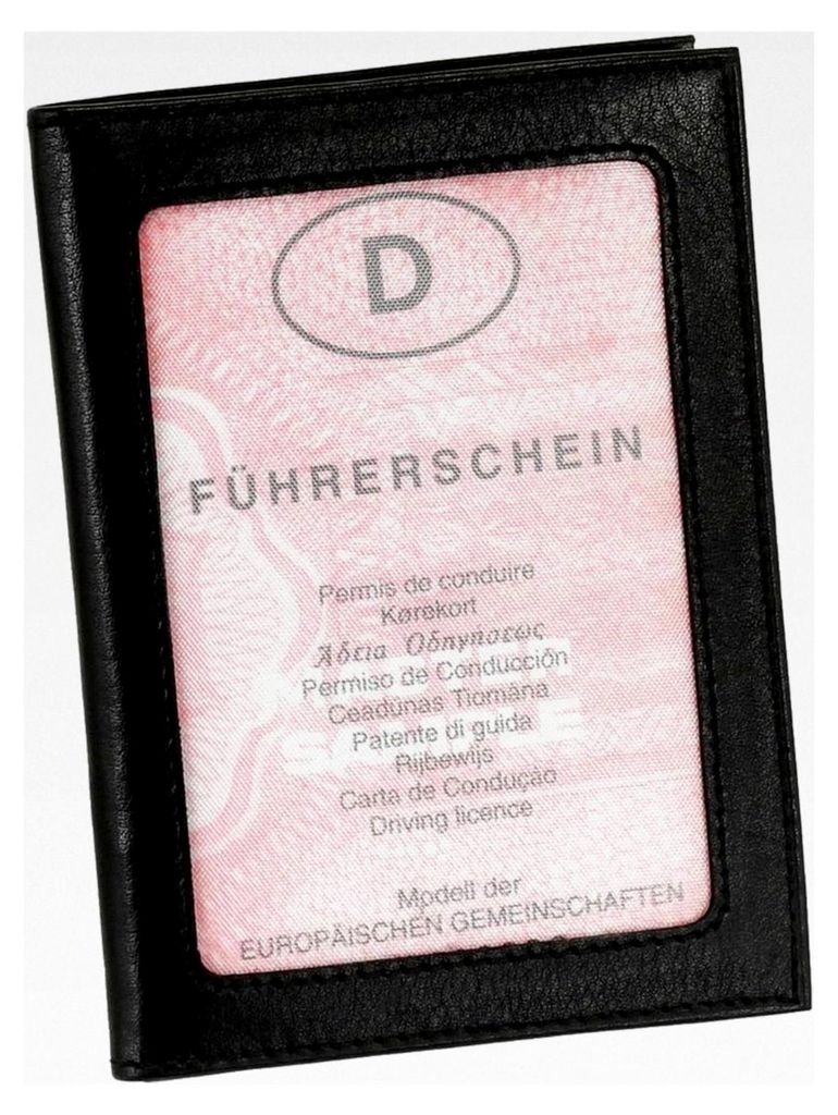 Leder Ausweisetui Kreditkartenetui Ausweismappe Kartenetui KFZ Mappe Etui Schwarz