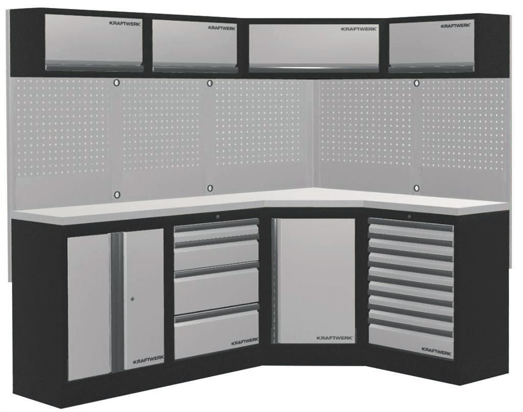 KRAFTWERK 3964NIX, Schwarz, Grau, Edelstahl, 2 Regale, Bodenstehend, Werkzeuglagerung, 7 Tür(en), Drehtür