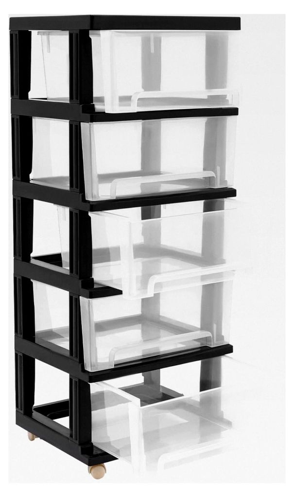 5-Schubladen-Organizer, Aufbewahrungsboxen, Schubladenschrank für Schlafzimmer, Bad, Schule und Büro, Kunststoff-Schubladenbox mit Rollen