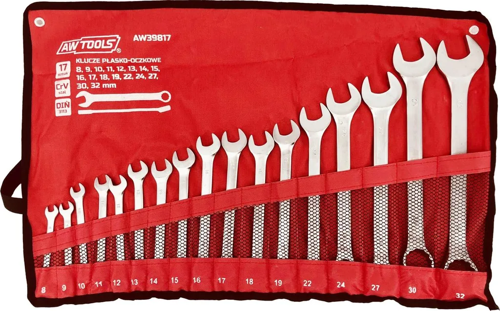 AWTOOLS Set de clés à molette 17pcs 8-32mm : coffret mécanique complet