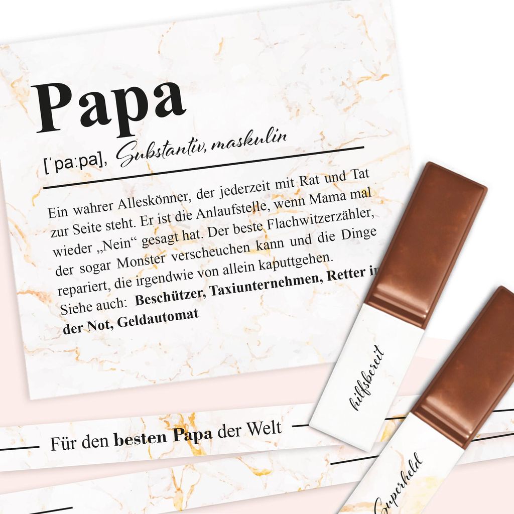 Aufkleber Set Merci "Papa" Selbstklebend Schokolade Geschenk Liebe Y062-05
