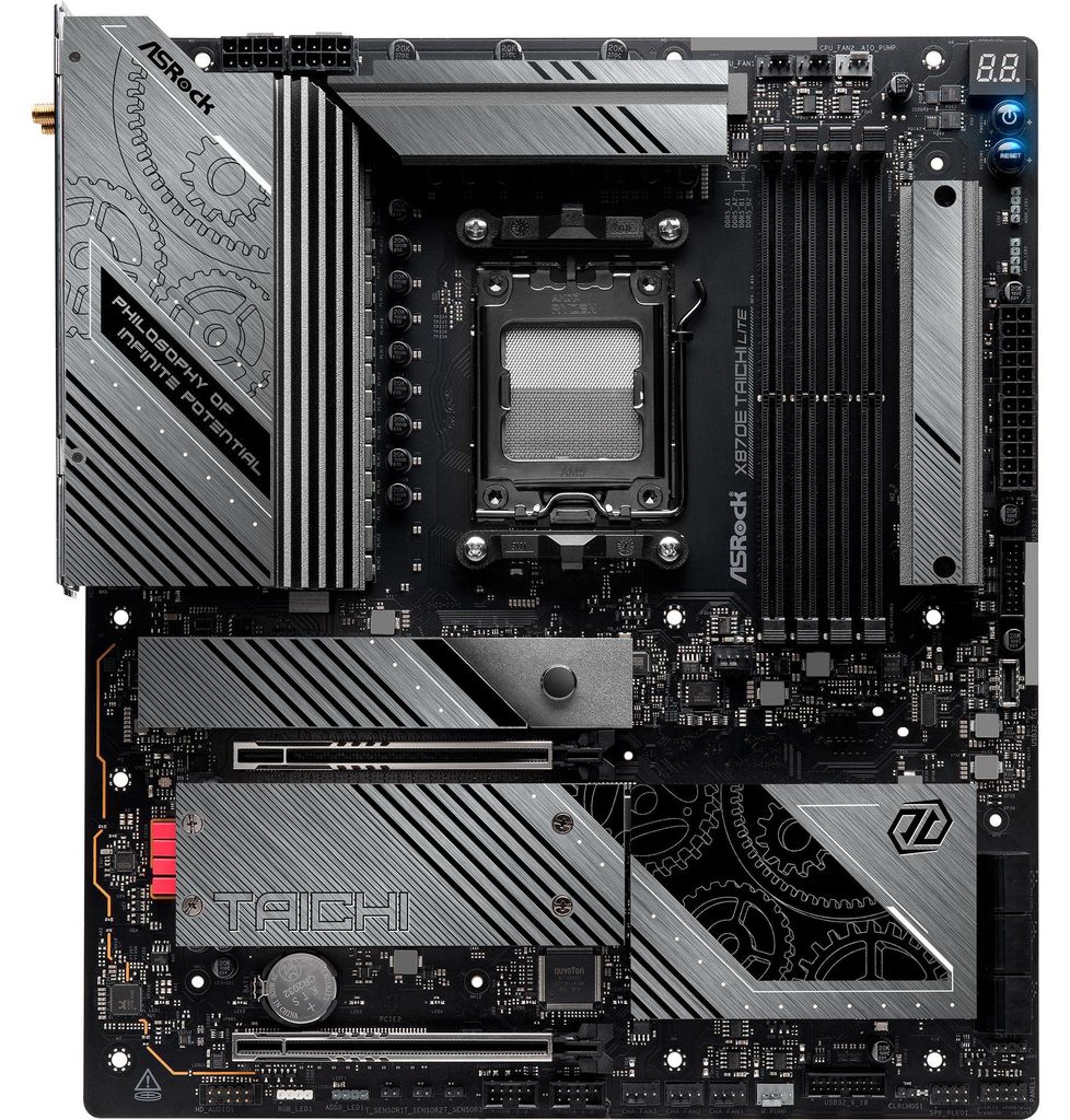 ASRock X870E Taichi Lite - Motherboard - E-ATX - Socket AM5 - AMD X870E Chipsatz - USB4, USB 3.2 Gen 1, USB 3.2 Gen 2, USB-C 3.2 Gen 2x2 - 5 Gigabi...