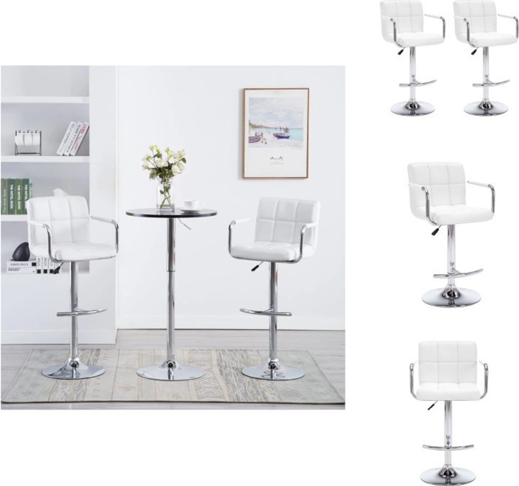 vidaXL Barhocker 2 Stk. Weiß Kunstleder - Barhocker