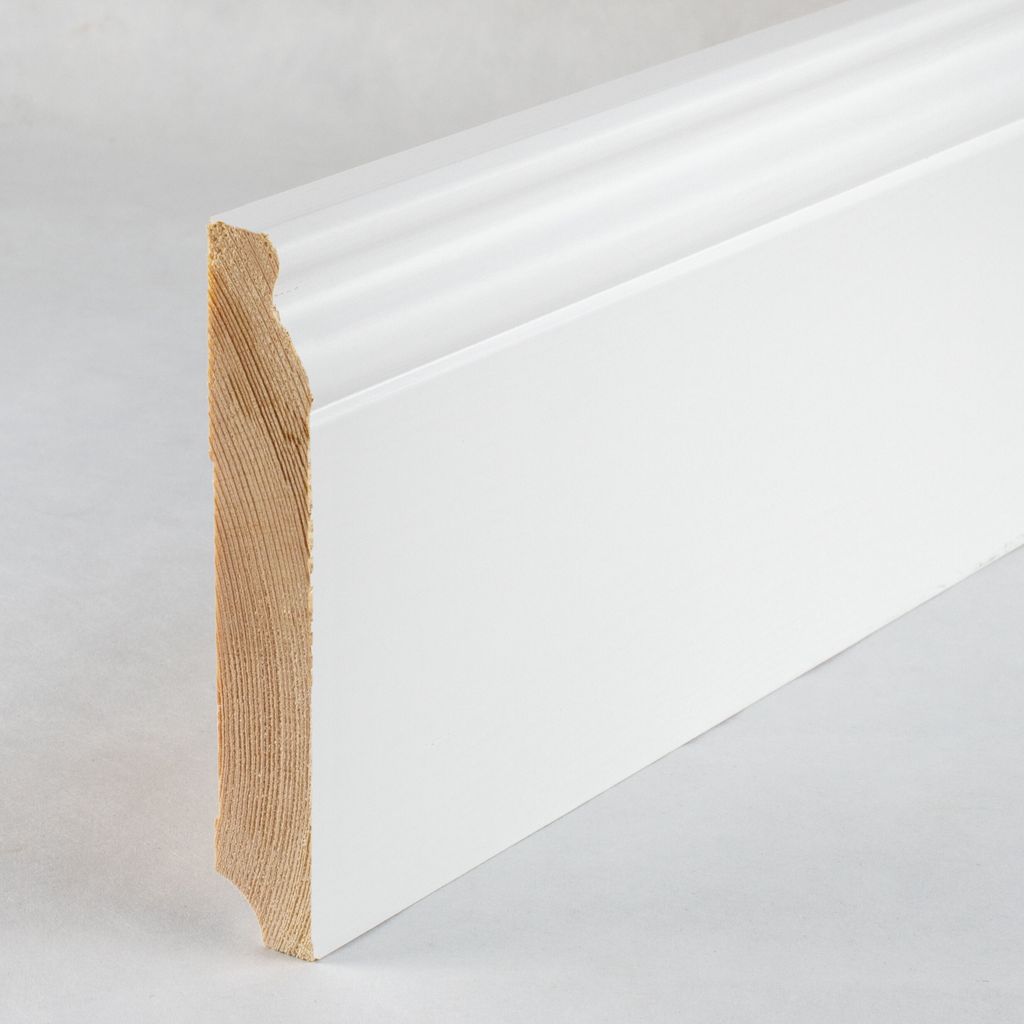 Sockelleiste Berliner Profil Hamburger Leiste 19 x 115 x 2500 mm Weiß Massivholz Fußleiste Klassisch by PROVISTON 12.5 Meter | 5 Stück