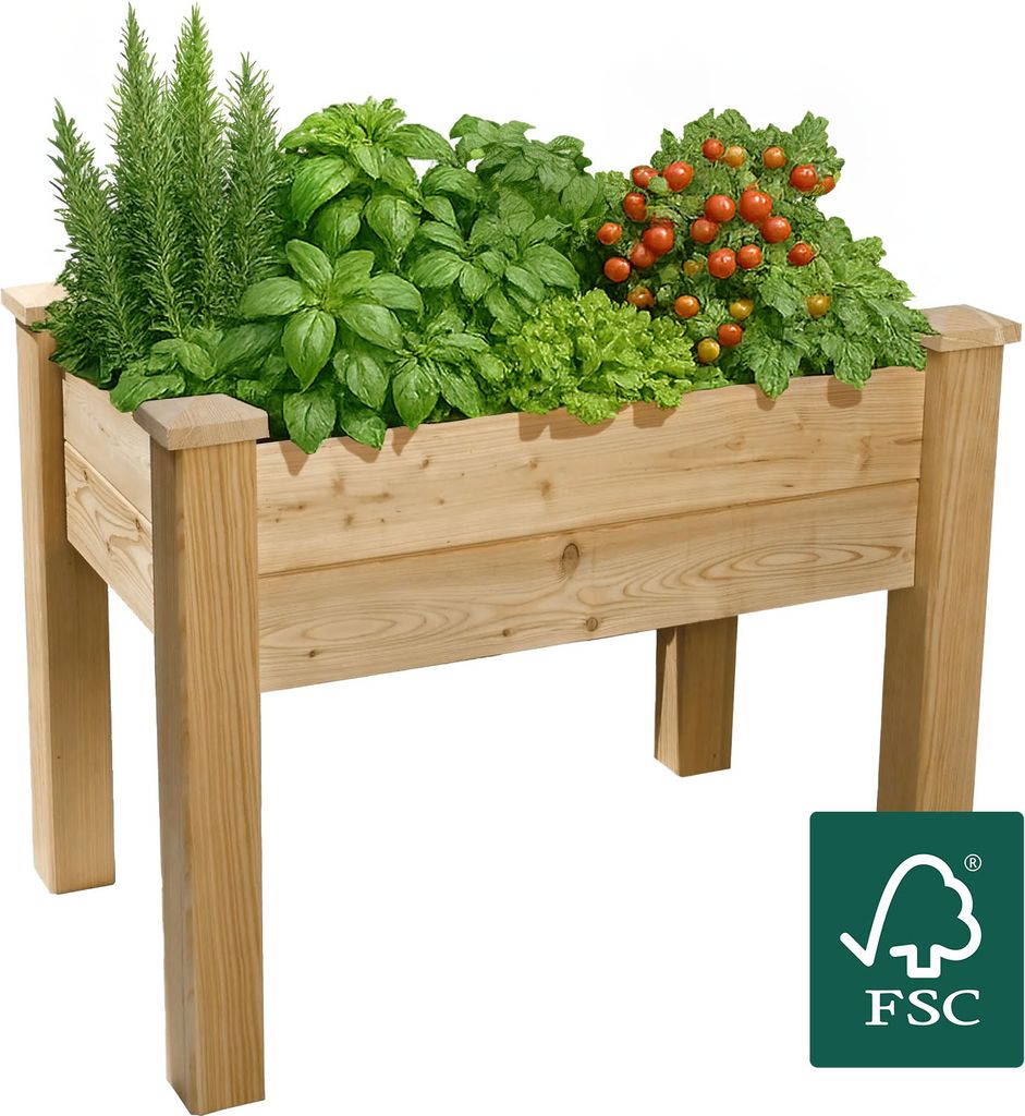 BioGreen Hochbeet Windsor aus Lärchenholz für Balkon L 100 x B 60 x H 75 cm