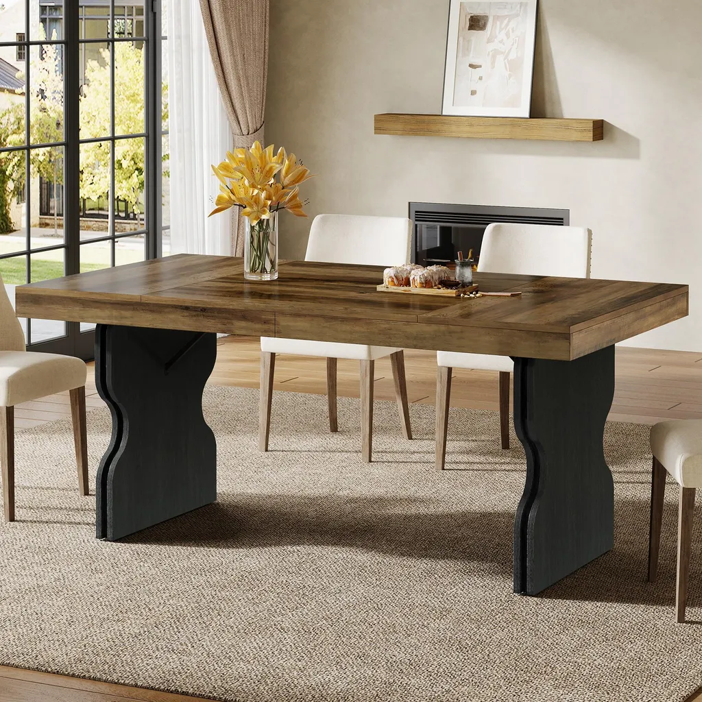 Tribesigns Table à manger rectangulaire rustique 160 cm en bois MDF