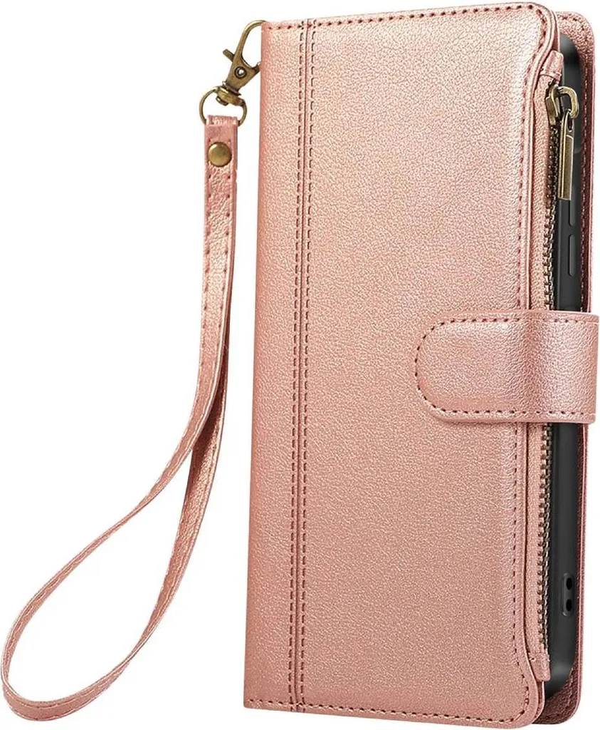 Custodia a Libro Galaxy S25 Edge Rosa Avizar con Zip e Portacarte