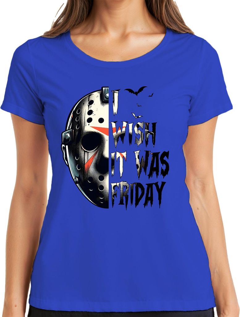 Jason Eishockeymaske Horror Slasher Halloween Grusel Vintage Damen T-Shirt, Blau, S