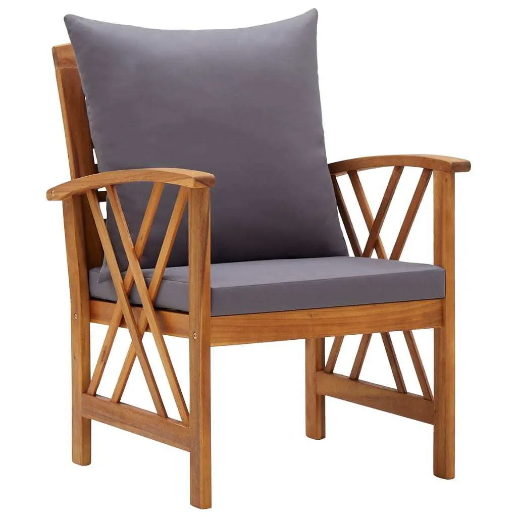 Chaises de Jardin pour Terrasse et Balcon en Acacia avec Coussins 2x