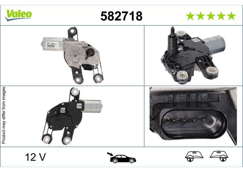 VALEO 582718 Wischermotor Hinten für AUDI A3 Sportback (8VA, 8VF) A3 Limousine (8VS, 8VM) Q2 (GAB) A3 Schrägheck (8V1, 8VK) A1 Sportback (GBA)