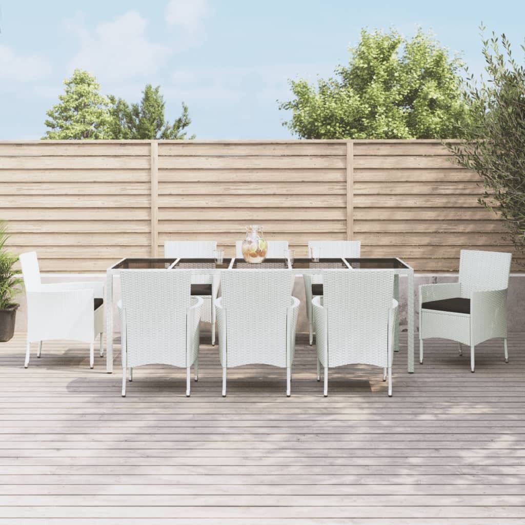 Möbel 9-tlg. Garten-Essgruppe mit Kissen Weiß Poly Rattan - Balkonmöbel 3187346