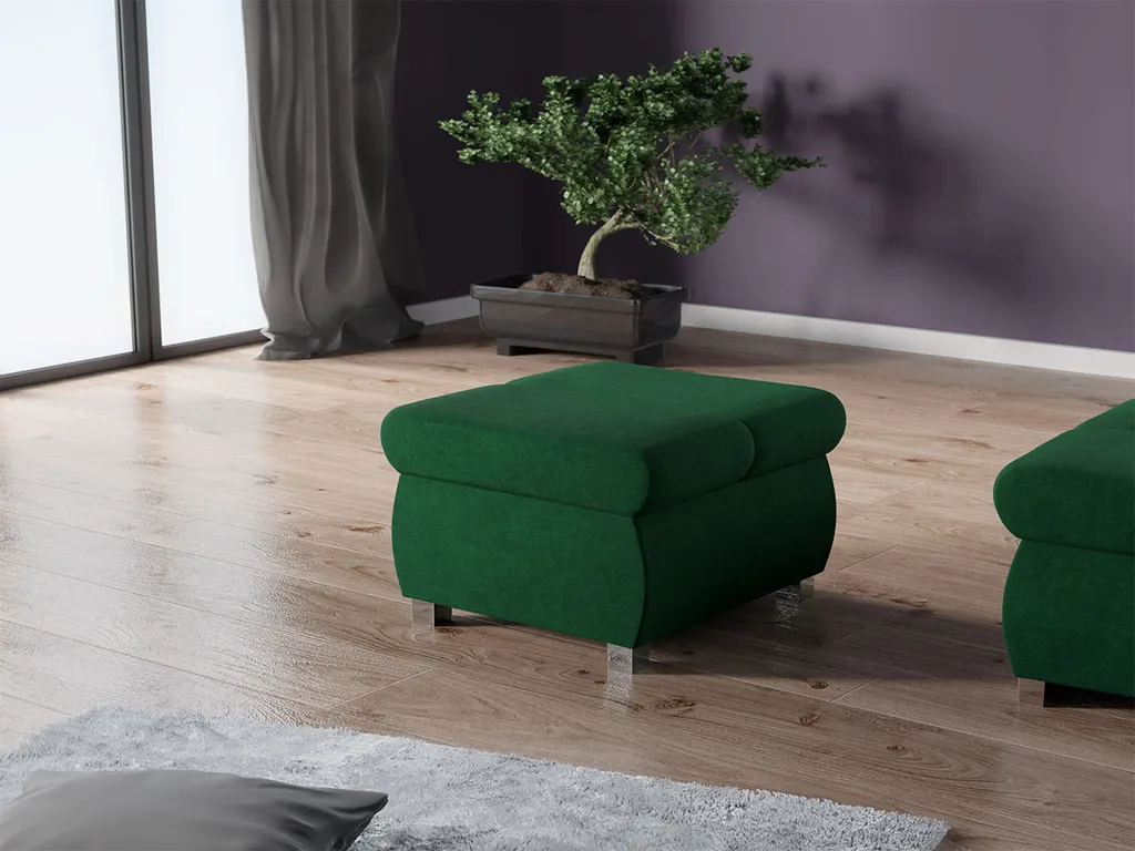 Offerta Pouf ANZU 2 Verde Scuro - Sgabello Velluto Alta Qualità